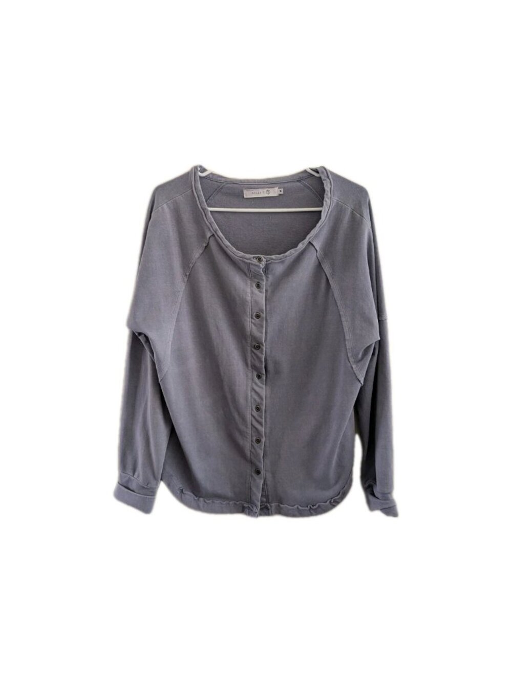 ​Billy T Knit Cardigan Medium Lavender Shacket Distressed Purple Loungewear